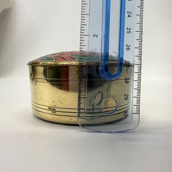 Cloisonne Lid Brass Trinket Box Vintage Interpur Taiwan Vintage - Picture 7 of 12